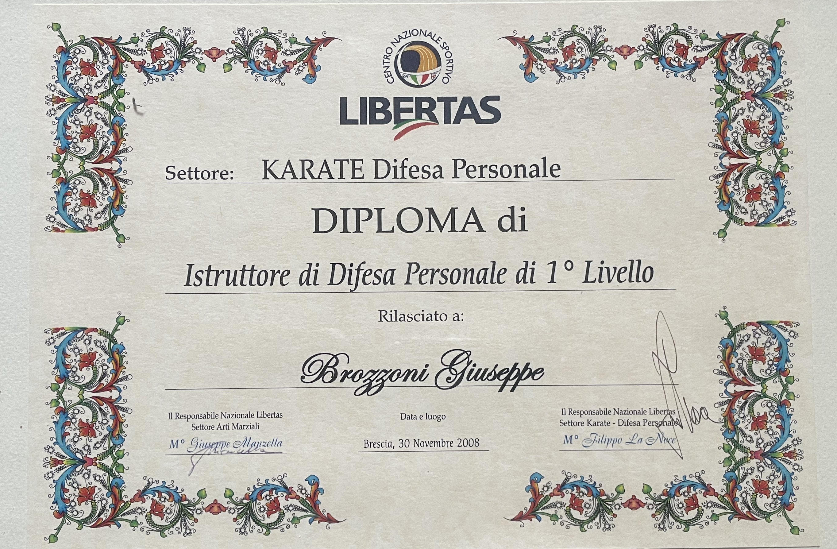 Diploma di Istruttore di Difesa Personale